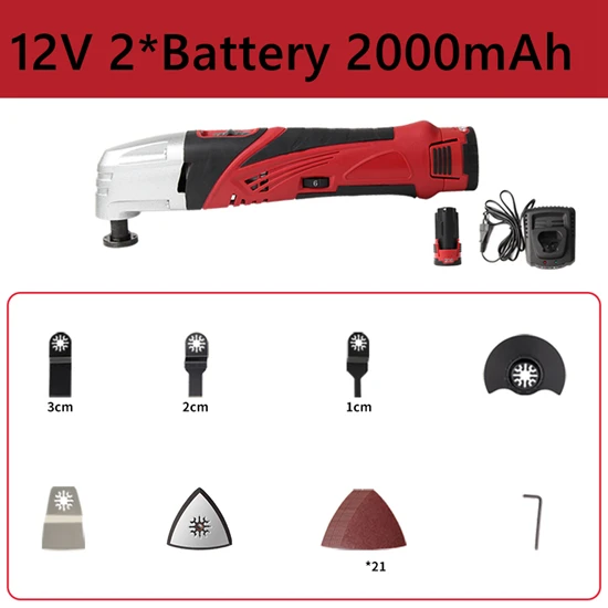 12V Two Battery 12 В беспроводной многофункциональный Осциллирующий набор инструментов, электрический триммер с переменной скоростью, шлифовальный станок, мощный Реноватор, резак с пильным лезвием - Цвет: 12V Two Battery