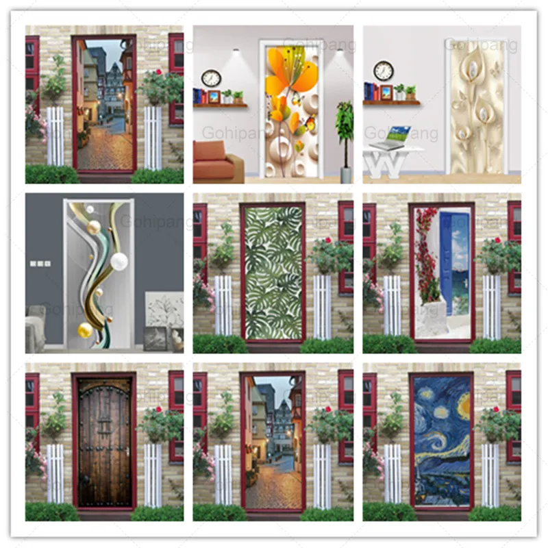 

Flower Animal Classic Door Sticker for Living Room Bedroom Decoration Adhesive Wallpaper Poster Home Decor Wall Decals Pictures