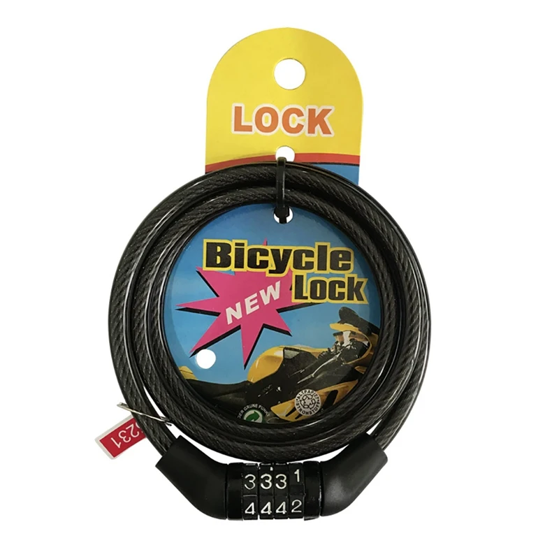 Bicycle Anti Theft Cable Lock 4-Digital Code Locks Cycling Password Combination Security Steel Wire Locks Bicycle Accessories