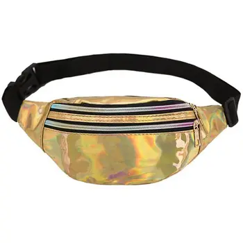 

Phone Pouch Bag Women Waist Packs Fanny Pack Fashion Waist Bags Laser Chest Bag Pink Silver 2020 New Chest Belt Bag Female