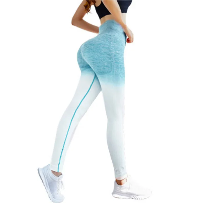 Женские леггинсы, обтягивающие, градиентные, дышащие, эластичные, штаны для йоги, для фитнеса, тренировки, THJ99