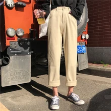 Джинсы женские с высокой талией студенческие простые по щиколотку джинсовые универсальные повседневные Модные шикарные женские свободные корейские стильные женские