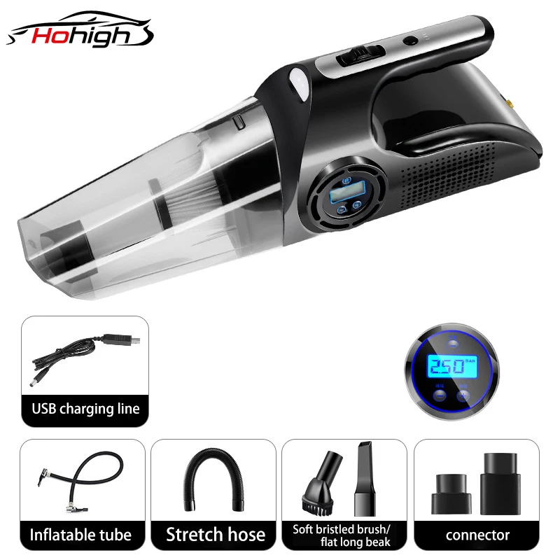 US $39.10 120W 4 In 1 Multi Function Portable Car Handheld Vacuum Cleaner Digital Display Dual Use Car Auto Inflatable Pump Air Compre