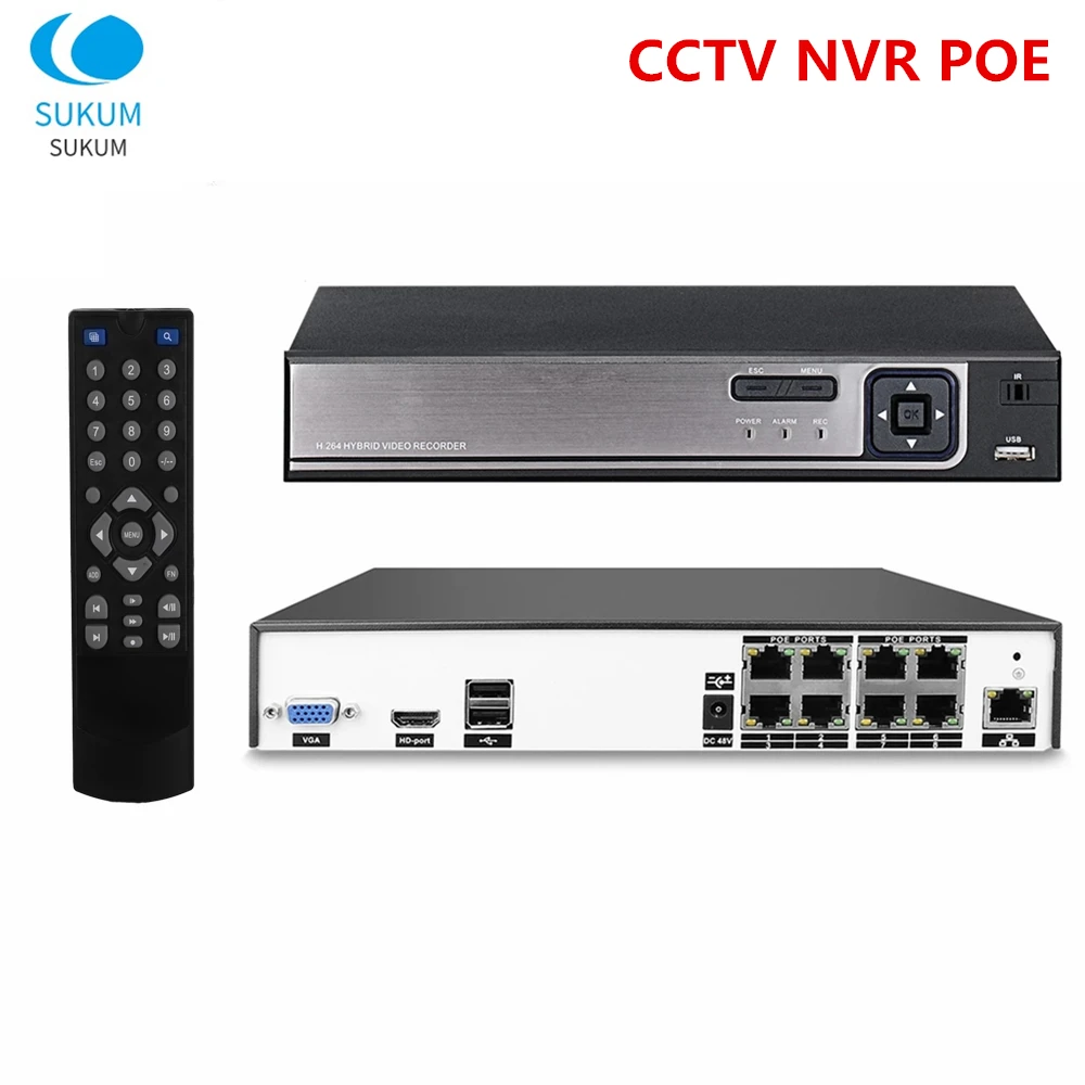 H.265 8MP POE NVR 48V 4CH 8CH Human Detection Security POE Network Video Recorder With Remove Control
