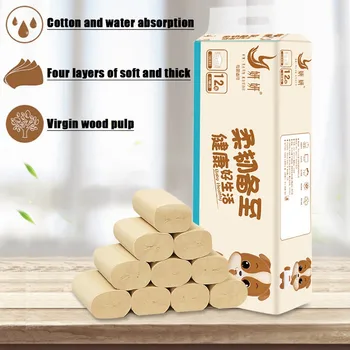 

4 Ply 12 Rolls Toilet Paper Bulk Rolls Bath Tissue Paper Household Bathroom Soft Leaves less lint behind Toilet Paper #4