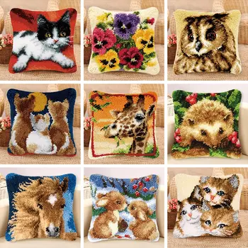 

37/43/50 cm Latch Hook Cushion Knooppakket Knoopkussen Latch Hook Pillow Cover Foamiran For Needlework Embroidery Cross Stitch