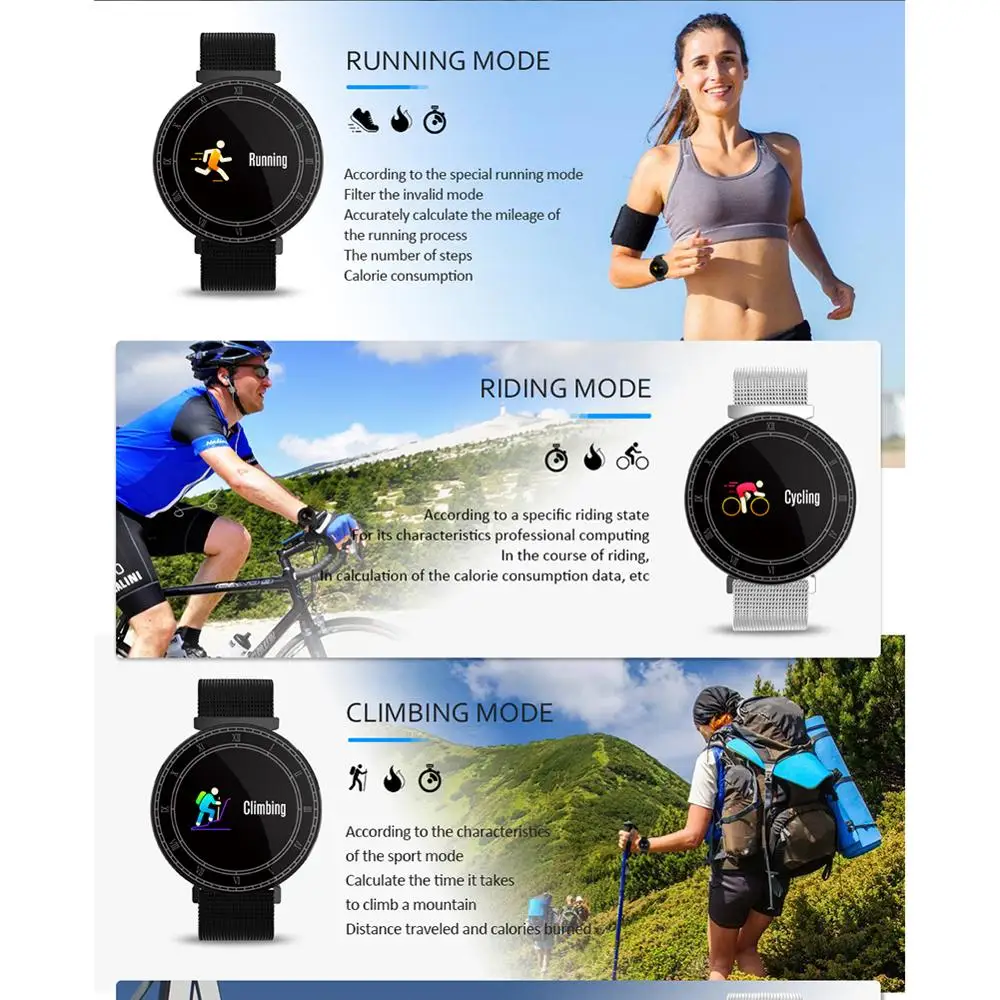Smart Bracelet Color Screen Smart Watch Waterproof Fitness Heart Rate Monitor Pedometer 1.3 Inch Smart Wristband