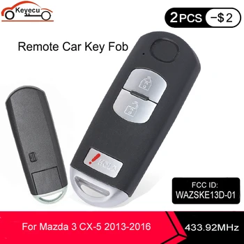 

KEYECU Replacement Proximity Remote Smart Key FSK 433.92MHZ 49 chip for Mazda 3 CX-5 (Mitsubishi System) 2013-2016 WAZSKE13D-01