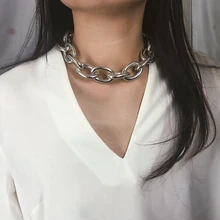 SHUANGR Готический чокер с массивной цепью ожерелье панк-рок эффектное ожерелье женское готическое ювелирное Винтажное колье femme