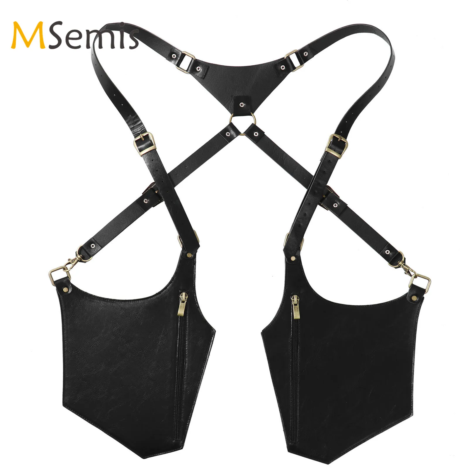 

Men PU Leather Harness Belt Bag Strap Underarm Shoulder Bag Outdoor Mobile Phone Pocket Girdle Bag with Adjustable Buckle Zipper