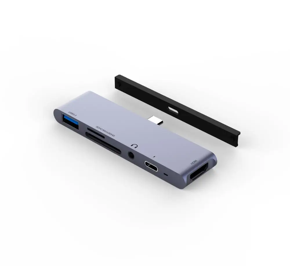 USB C Hub for iPad Pro 2018 6 in 1 Type C Adapter with 4K HDMI PD Charging USB 3 0 3 5mm Headphone Jack and SD TF Card Reade