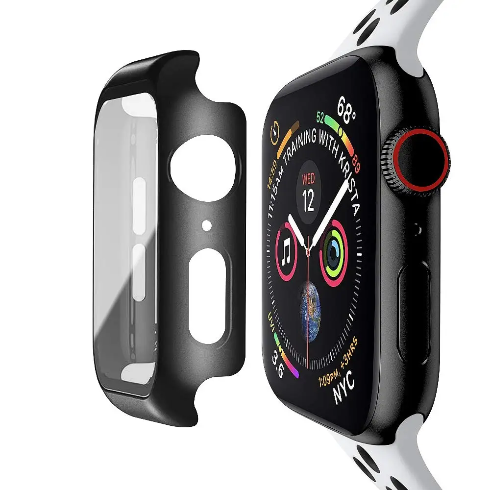 Для Apple Watch 44 мм 42 чехол со встроенным закаленным стеклом протектор экрана полное