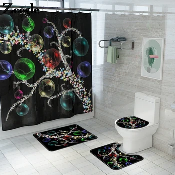 

4pcs Christmas Bath Mat Toilet Carpet Seat Cover Mat Bathroom Mat Waterproof Toilet Carpet Bath Mat Set Absorbent Bath Mat