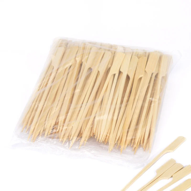 100pcs 15cm Bamboo Skewers Paddle Sticks For BBQ Grill Kebab Barbeque Fruit Toothpicks Party Supplies Outdoor Tools