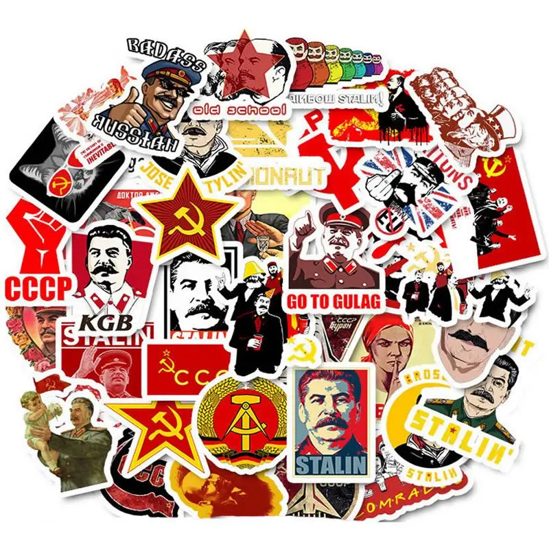 10 Вт, 30 Вт, 50 шт. в лоте; Советского Союза Сталин CCCP Стикеры s Водонепроницаемый ПВХ скейтборд мотоцикл Чемодан ноутбук гитары детские игрушечные этикетки