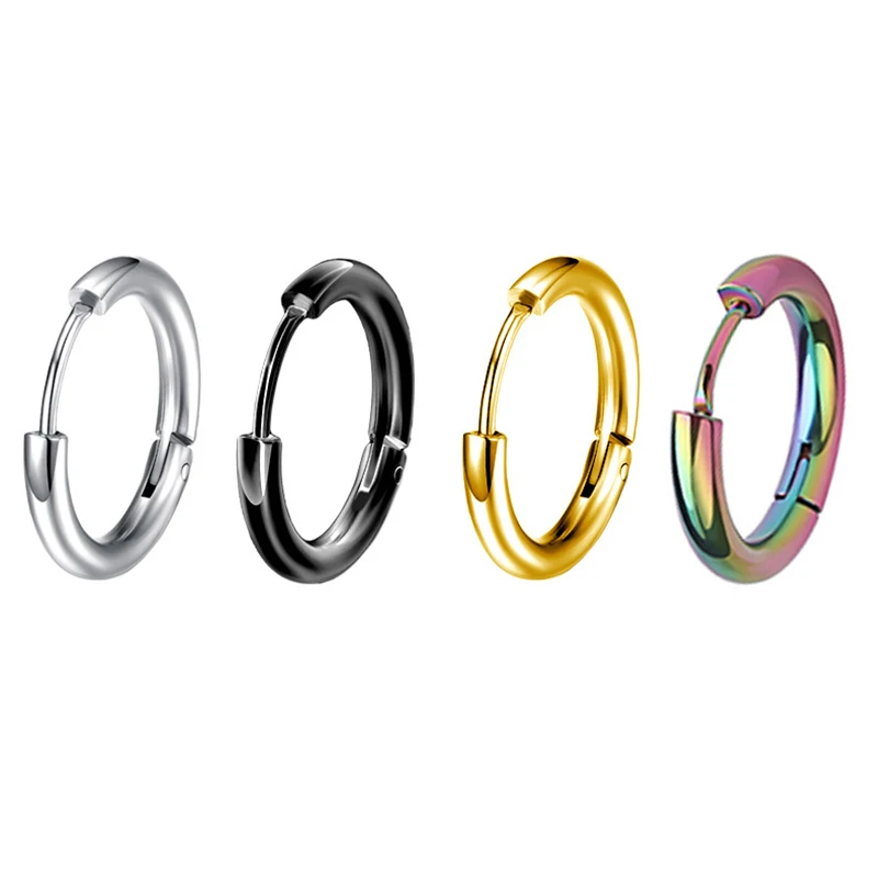 1 pair Dia 8/10/12/14/16mm Stainless Steel Hoop Earrings for Women/Men Round Circle Earring Piercing Anti-allergic Ear Buckle