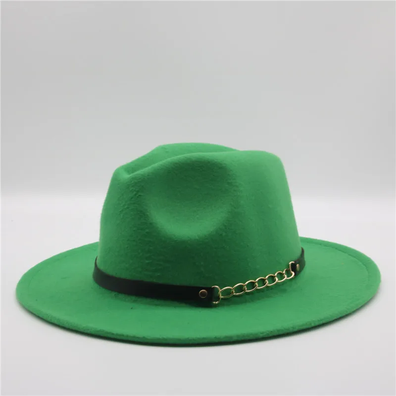 

fedora hat men formal dress solid belt classic leather winter hats women Orange caramel Camel red wide brim jazz caps felt hats