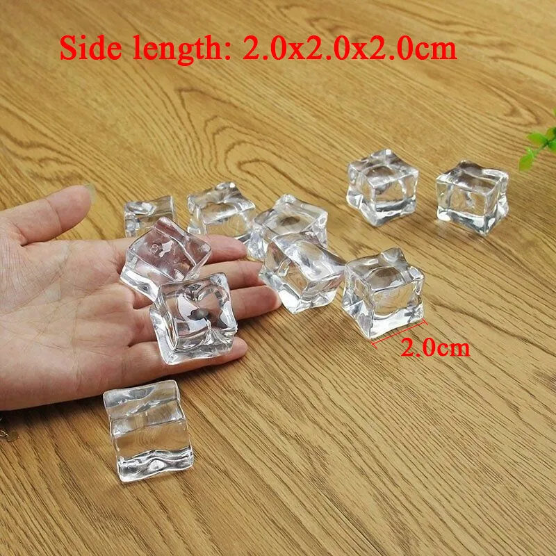 2.0x2.0x2.0cm 10 шт/комплект искусственный лед Акриловые Кубики поддельные кристалл фоновое украшение для фотосъемки реквизит для фруктовых напитков пива виски - Цвет: 2.0x2.0x2.0cm