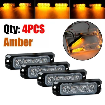 

4pcs 4*Strobe Lights 4*Protective Pads Flashing Emergency Warning Hazard