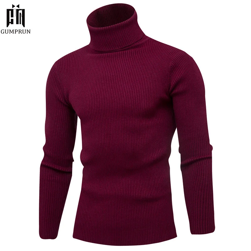 

Winter High Neck Thick Warm Sweater Men Turtleneck 2019 New Brand Men Sweater Slim Fit Pullover Men Knitwear Male Double collar