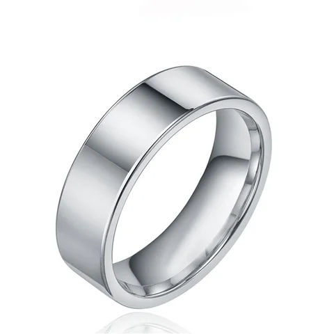 Stainless Steel Silver Color Rings for Women Wedding Rings Men Jewelry Width 6mm