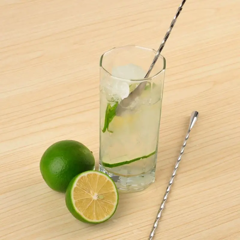 1 Pcs Stainless Steel Mixing Cocktail Spoon Spiral Pattern Bar Teadrop Spoon Stir Bar Tool Bartender Tools