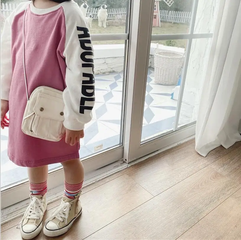 Платье в стиле пэчворк в Корейском стиле для девочек, модные весенние хлопковые детские платья для девочек 2-7 лет