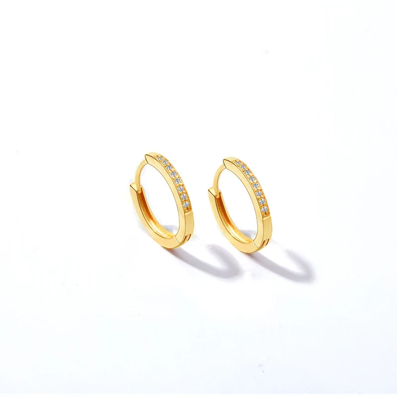 Gold 8mm 1 пара, 925 пробы, серебряное маленькое кольцо серьги круг, круглые Huggie серьги-кольца для женщин, девушек, ушное кольцо, Ушная кость, пряжка - Окраска металла: Gold 8mm