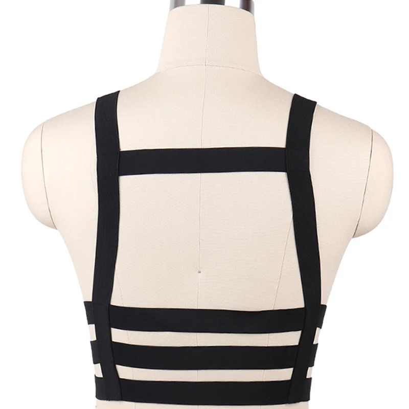 Goth Top Cage Bra Black Body Strap Open Chest harness Bra Punk Sexy Lingerie Body Harness Bondage Belt Rave Woman Body Cage