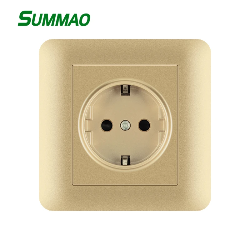 

EU Standard Plug Outlet Wall Power Sockets 86*86mm Electrical Socket Box Grounded PC Panel Outlets for Hotel Bedroom Decoration