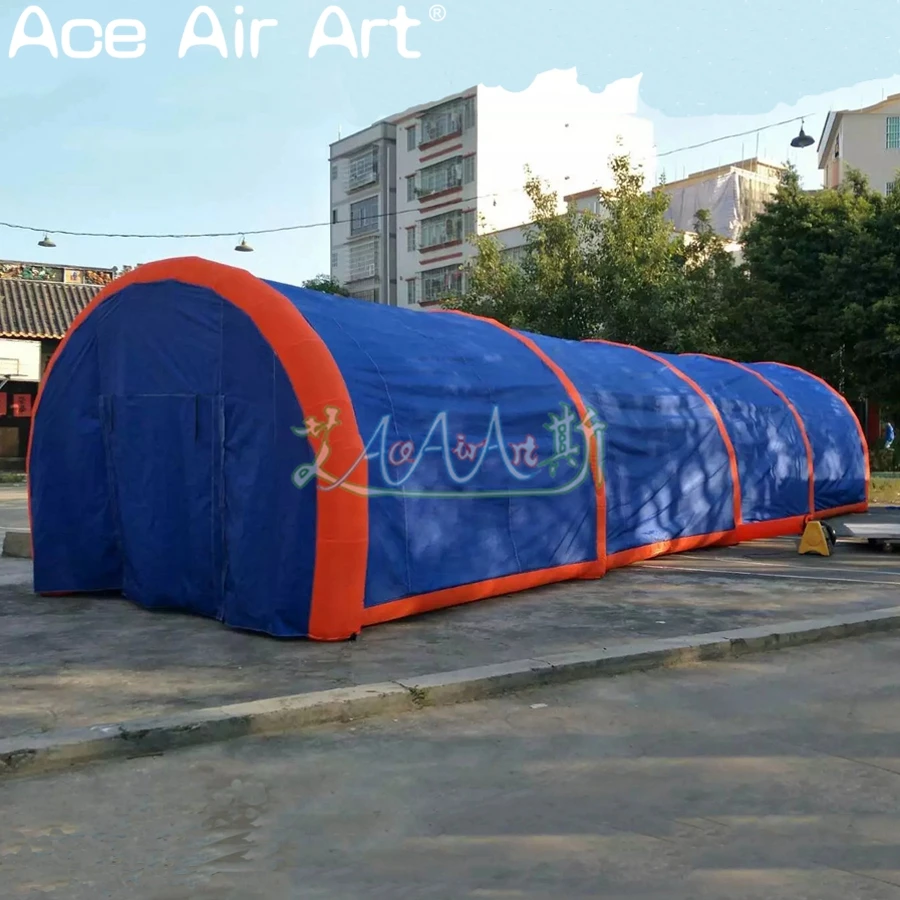 20mLx4-5mWx3mH-Giant-blue-with-orange-inflatable-tunnel-tent-car-cover-garage-with-full-cover-curtains _副本