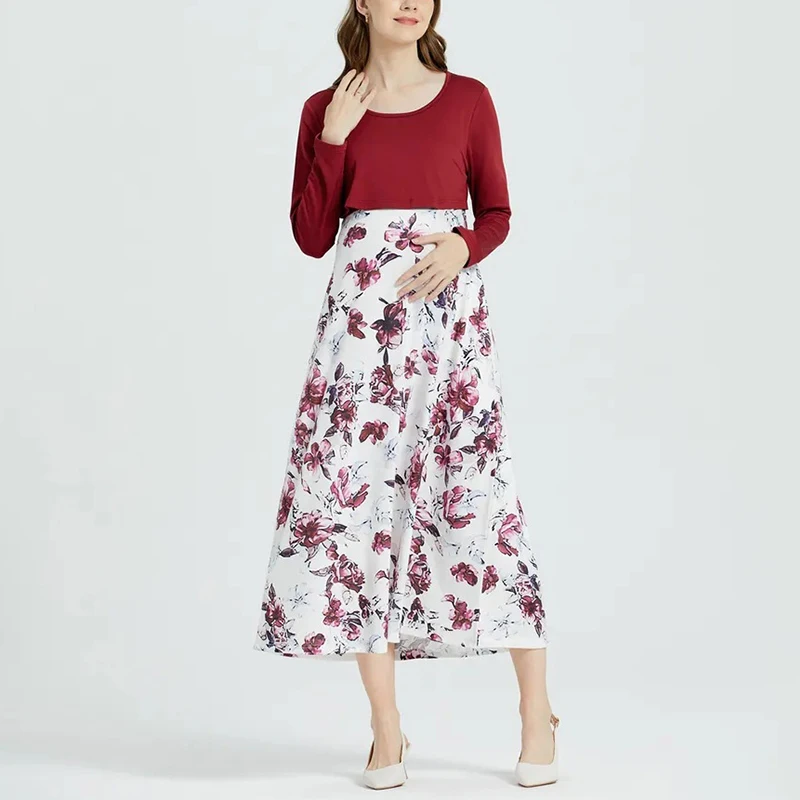 Zomer Moederschap Jurk Korte Mouw V-hals Gedrukt Lange Mouw Verpleging Moederschap Jurk Fashion Casual Bloemen Verpleging Jurk 2022