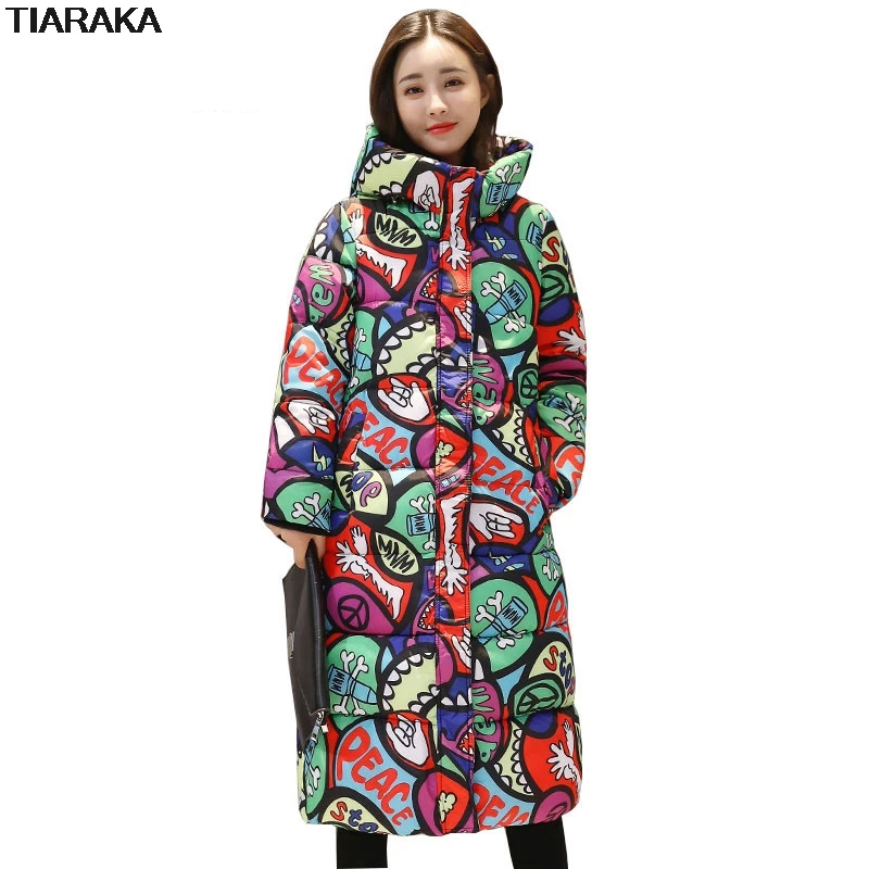 Nice New Hooded Colorful Winter Down Coat Jacket Long Warm Women Casaco Feminino Abrigos Mujer Invierno Parkas Outwear Coats - Цвет: monster 5