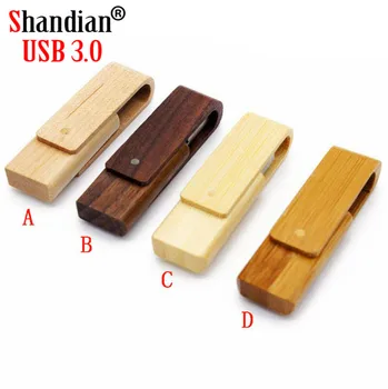 

SHANDIAN USB 3.0 1PCS free custom logo laser wooden rotatable usb flash drive turn over pendrive 4GB 32GB 16GB 64GB memory stick