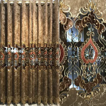 

Cheney Water-soluble Embroidery with Empty Velvet Embroidery Curtains for Living Dining Room Bedroom.