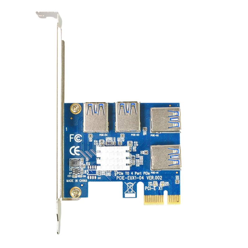 

PCI-E 1x to 16x Riser Card PCI-Express 1 to 4 Slot PCIe USB3.0 Adapter Port Multiplier Miner Card for BTC Bitcoin Miner Mining