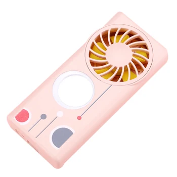 

USB Handheld Beauty Fan with Mirror Fill-In Light Portable Battery for Summer Outdoor Travel Office Desktop Decoration