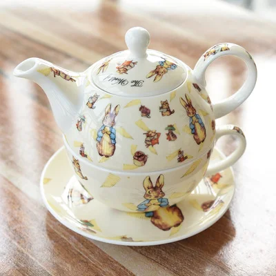 

Afternoon Tea Set Cup And Saucer British Bone China Black Single Pot Ceramic Cartoon Cute Coffee Drinkware Gift