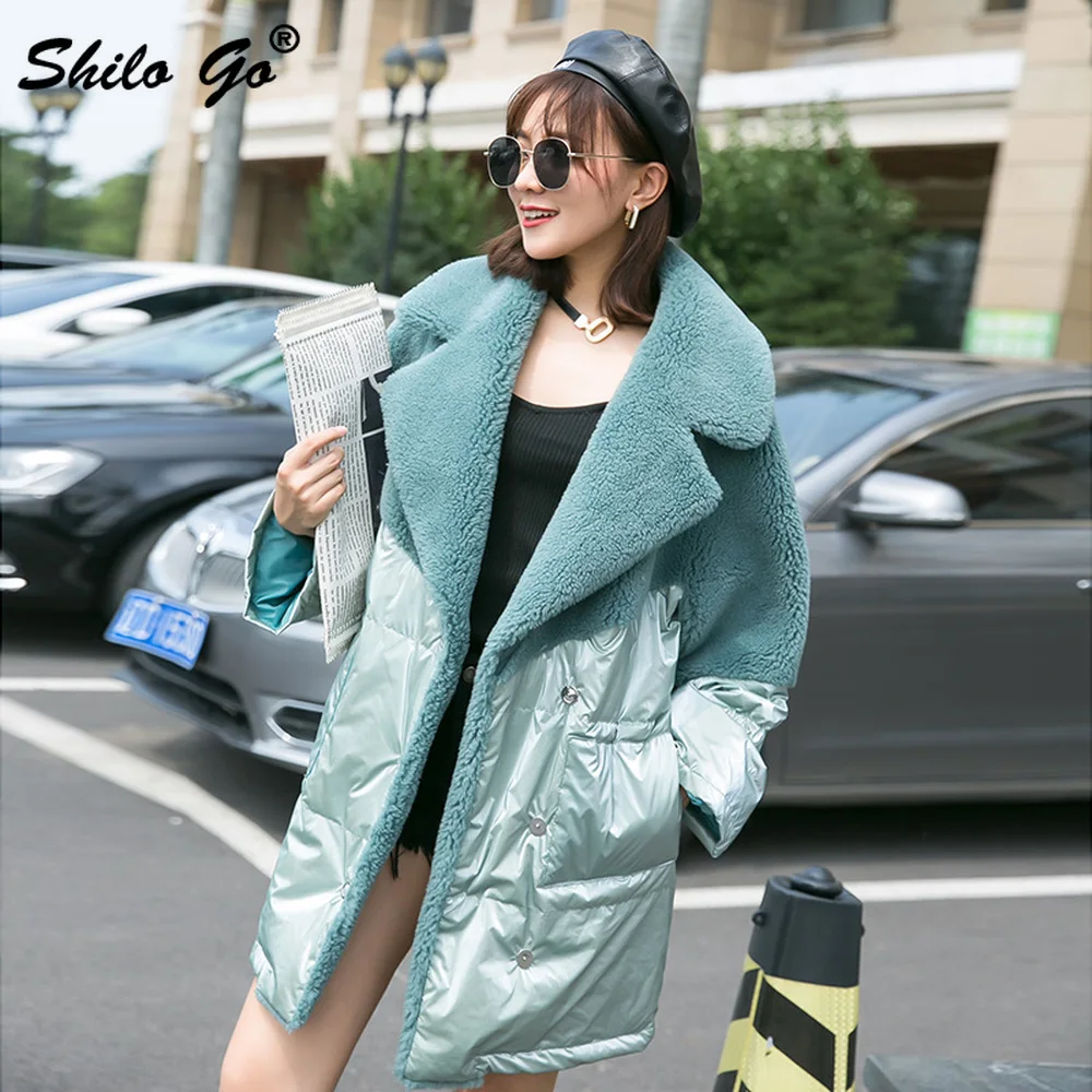 Double Faced Fur Coat Highstreet Notched Neck Drop Shoulder Plus Size Lamb Fur Coat Women Winter Office Lady Oversize Outwear