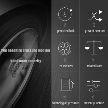 

Kit Tire Pressure Monitor Accessories External Sensors Set ABS Black Replacement Car TPMS