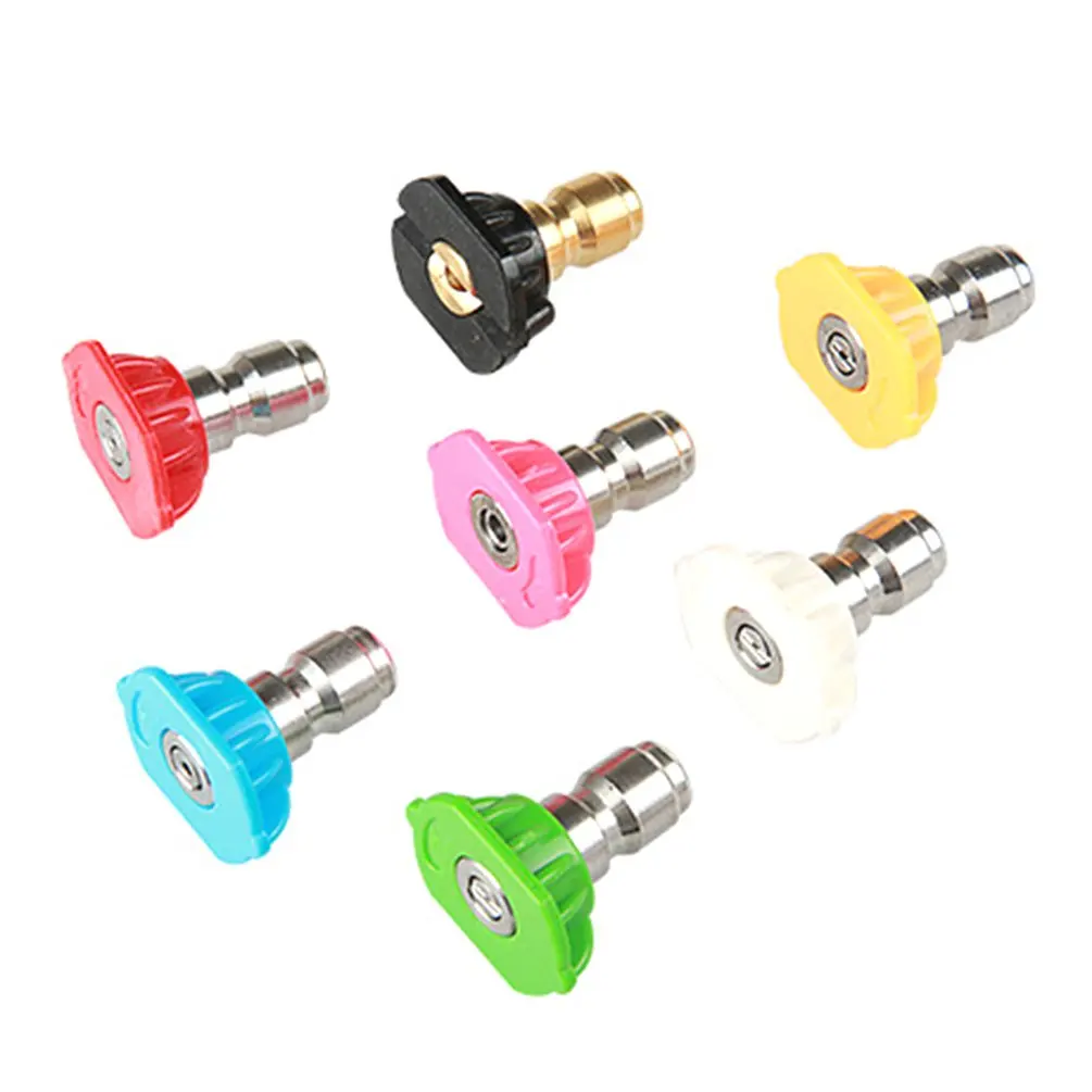 1 Set High-pressure Car Wash Water Gun Nozzle 1/4 Fast Quick-inserted Fan-shaped Nozzle 7 Color 0/15/25/40 Degree High Pressure