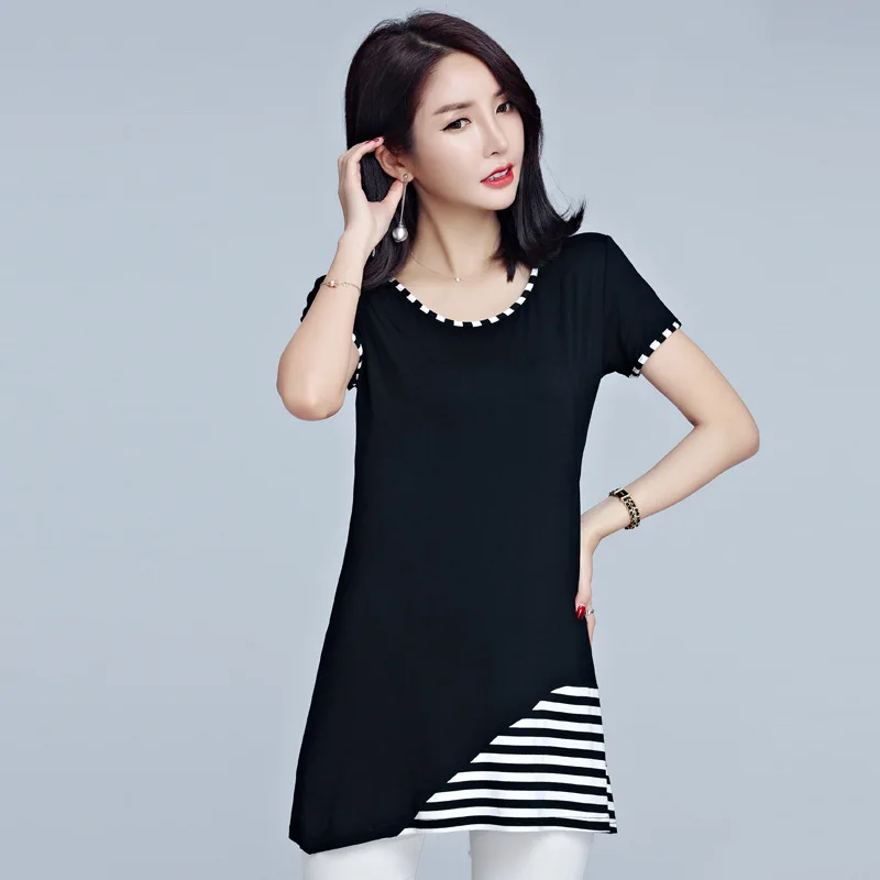 

Fat Mm2019 Summer Wear New Style WOMEN'S Dress-Style Joint Short Sleeve Chiffon Tops Large Size Dress Chiffon Shirt