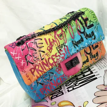 

Graffiti Female Bag Chain Bag New Small Crossbody Bag Luxury Handbags Women Bags for Women 2020