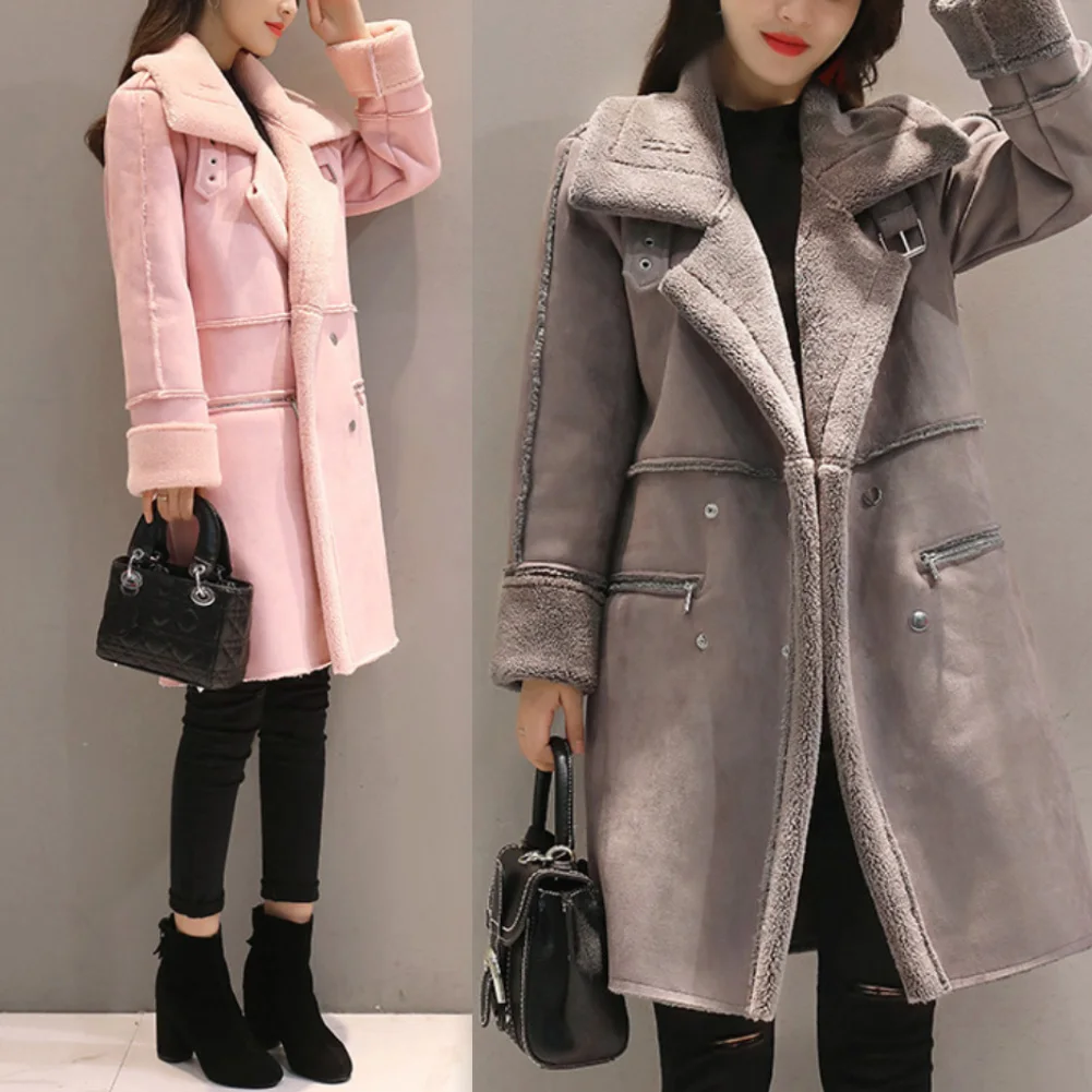 Женская блузка, зимняя, воротник с лацканами, длинный рукав, теплый флис, пальто средней длины, куртка, свободная верхняя одежда, дамские пуховики
