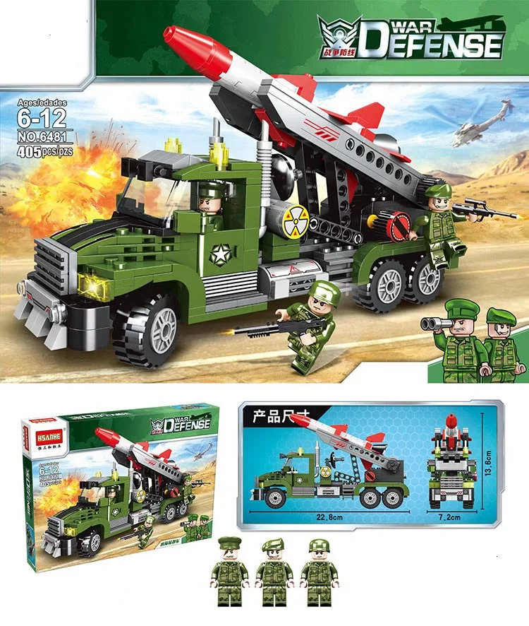 

405pcs New Sale LegoINGlys Military Intercontinental Missile Vehicle Blocks Bricks Army Police Soldier collection Toy Gift 6481