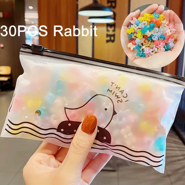 30/50PCS/Set Girls Cute Colorful Flower Star Mickey Small Hair Claws Kids Sweet Hairpins Hair Clips Fashion Hair Accessories 30pcs rabbit