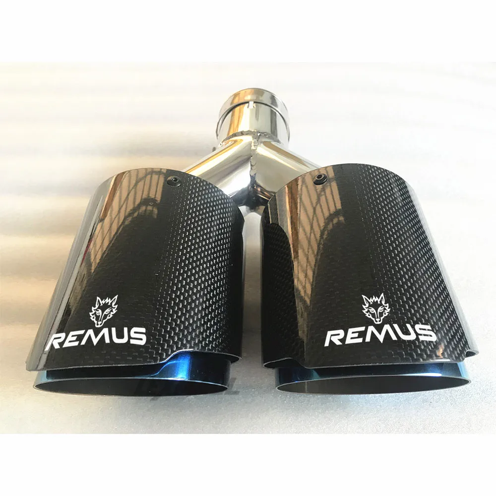 Grelha de Fibra de Aço Silenciador de Tubo de Escape Acessórios de Carro Ponta de Modificação Lâmpada Inoxidável Dupla Automóvel Remus 2 Lâmpada grelha de fibra de aço inoxidável,