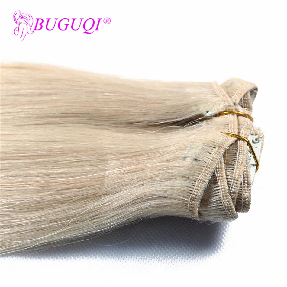 BUGUQI Hair Clip In Human Hair Extensions Mongolian #24 Remy 16- 26 Inch 100g Machine Made Clip Human Hair Extensions