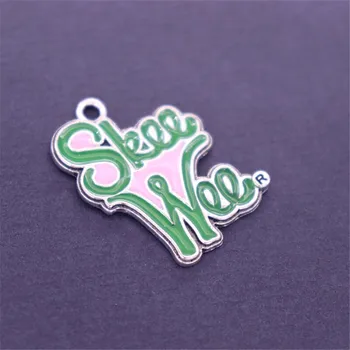 

New Popular Metal Pink Green Enamel Color Greek Letter Skee Wee Charm AKA Symbol Pendants For Necklace Bracelets