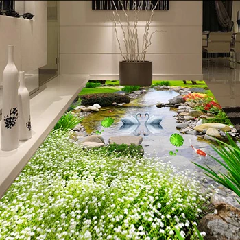 

[Self-Adhesive] 3D Swans In The Water 634 Floor Wallpaper Mural Wall Print Decal Wall Murals